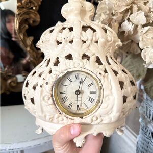 Ornate Cream Cast Iron Mantel clock